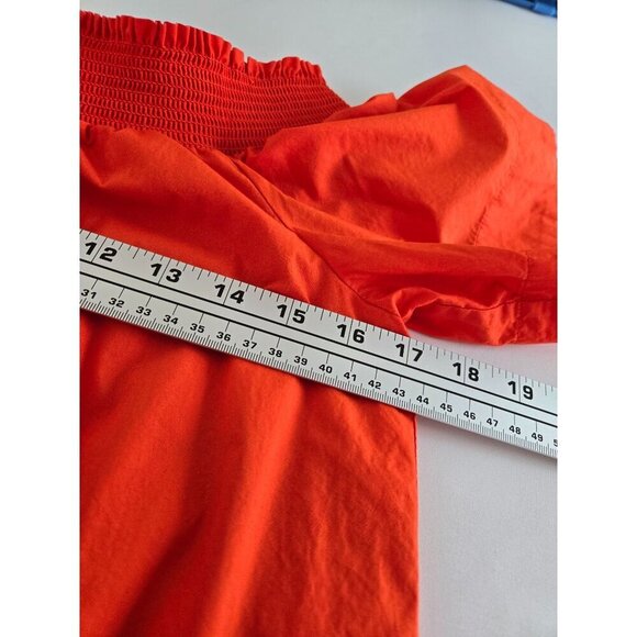 J. Crew Women Off The Shoulder Orange Cotton Babydoll Smocked Dress Size 2 - Picture 11 of 13